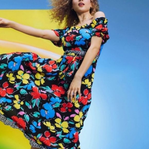 Rixo x Target Floral Puff Sleeve Off Shoulder Maxi Dress NWT 0 - Picture 13 of 13